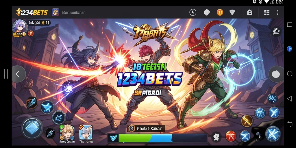 Screenshot utama 1234BETS menampilkan aksi karakter Anime yang intens.