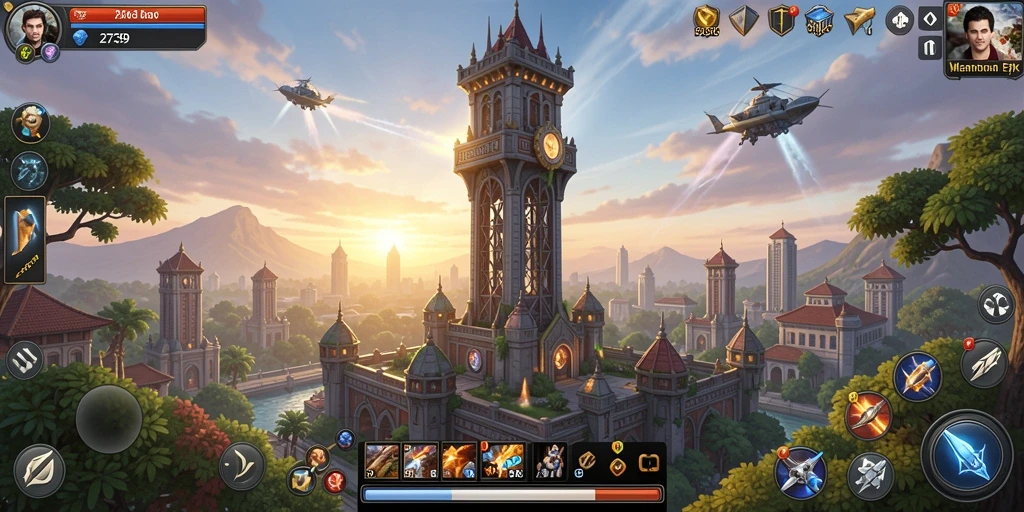 Tangkapan layar gameplay 2739 dengan pertahanan menara yang intens.