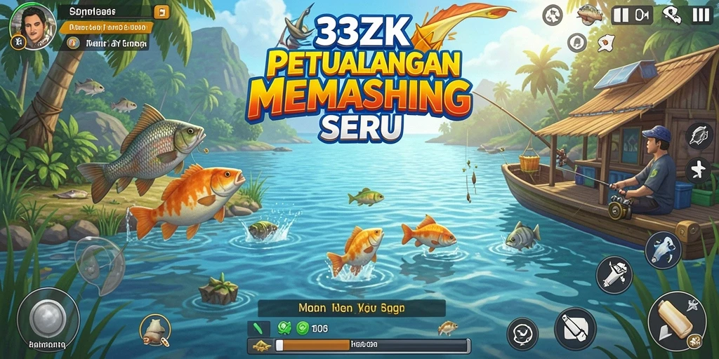 Tampilan permainan seru dalam 33ZK saat memancing.