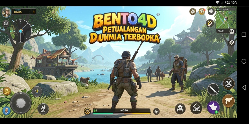 Screenshot BENTO4D menampilkan pemain menjelajahi lingkungan terbuka yang luas.