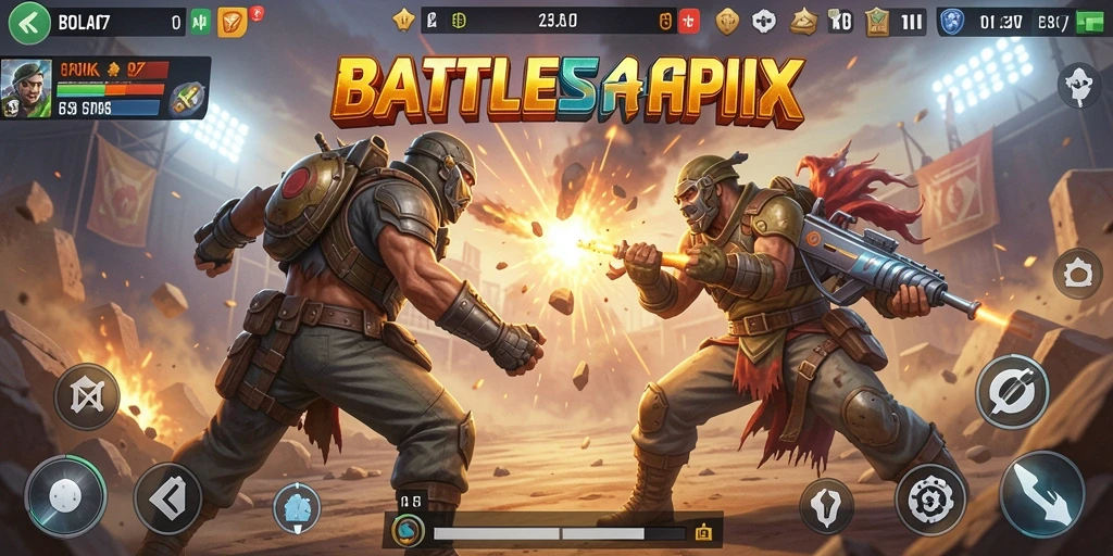 Tampilan gameplay seru BOLA07 dalam arena Battle Royale.
