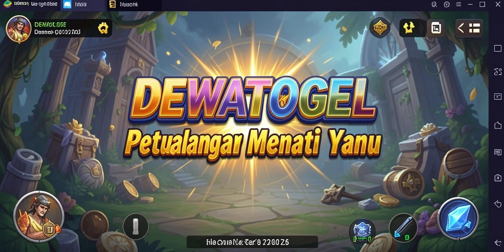 Tangkapan layar utama DEWATOGEL menampilkan karakter dalam aksi menjelajahi dunia petualangan.