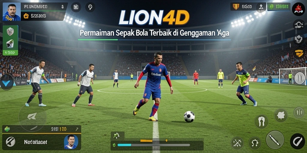 Gameplay LION4D yang menampilkan aksi sepak bola seru dan grafis menawan.