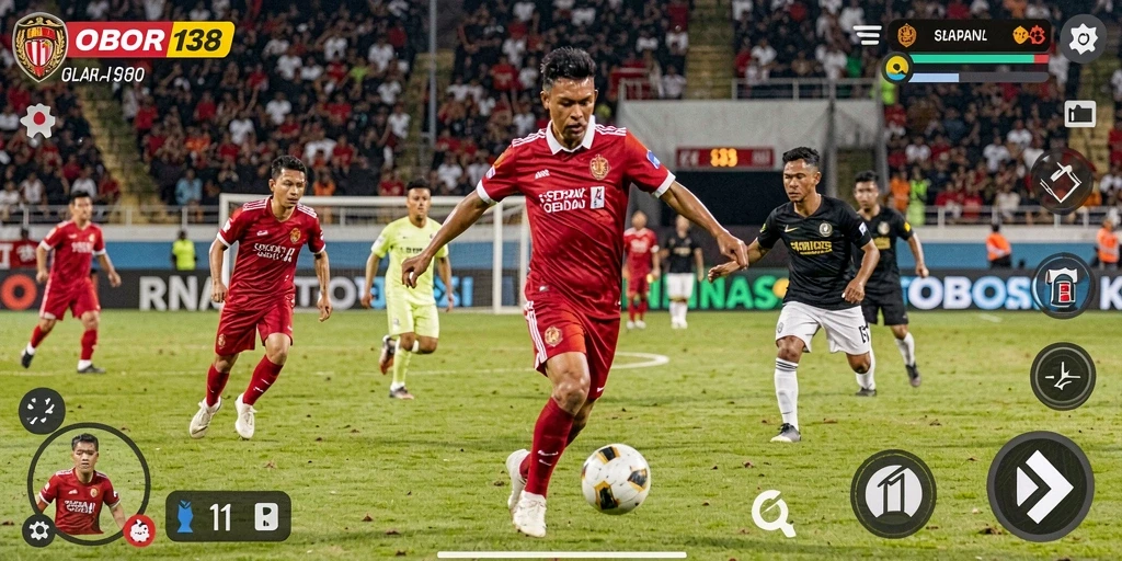 Menampilkan aksi seru dari pertandingan sepak bola OBOR138.
