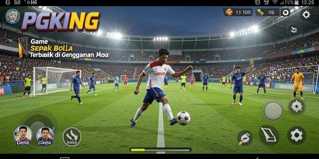 Screenshot gameplay PGKING menampilkan aksi sepak bola yang seru dan menarik.