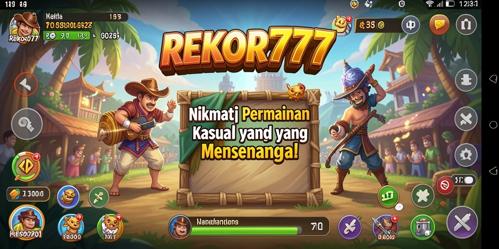 Tampilan gameplay <strong>REKOR777</strong> yang penuh warna dan menyenangkan.