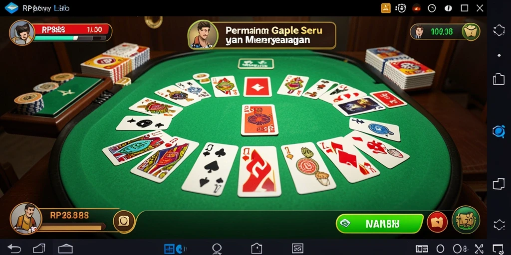 Screenshot gameplay RP888 menampilkan keseruan bermain Gaple.