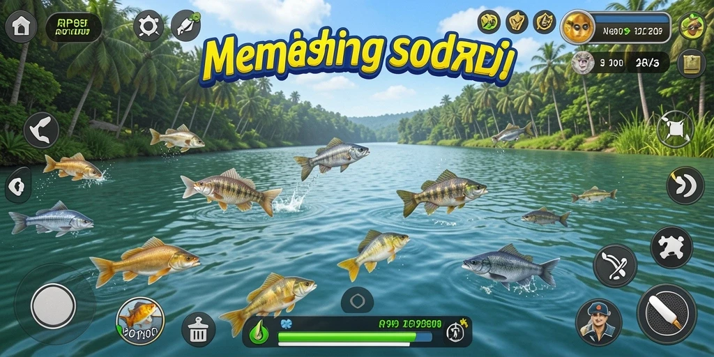 Screenshot gameplay yang menampilkan pengalaman memancing yang seru.