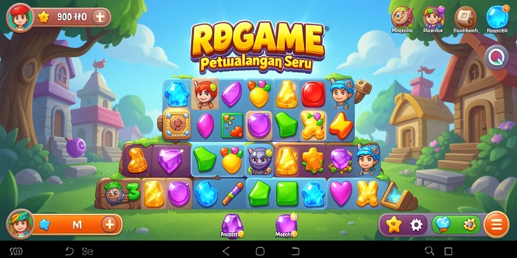 Tampilan menarik dari gameplay RPGAME dengan gameplay Match-3 yang seru.