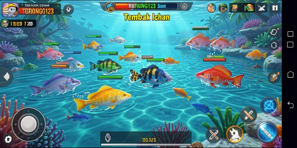 Tampilan screenshot game TERONG123 menampilkan aksi menembak ikan yang seru.