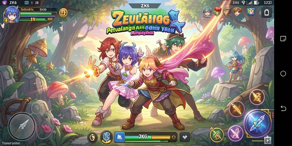 Tampilan gameplay ZK6 yang memukau dengan karakter Anime.